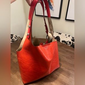 Tory Burch Red/Orange Tote with Clutch - Gently used